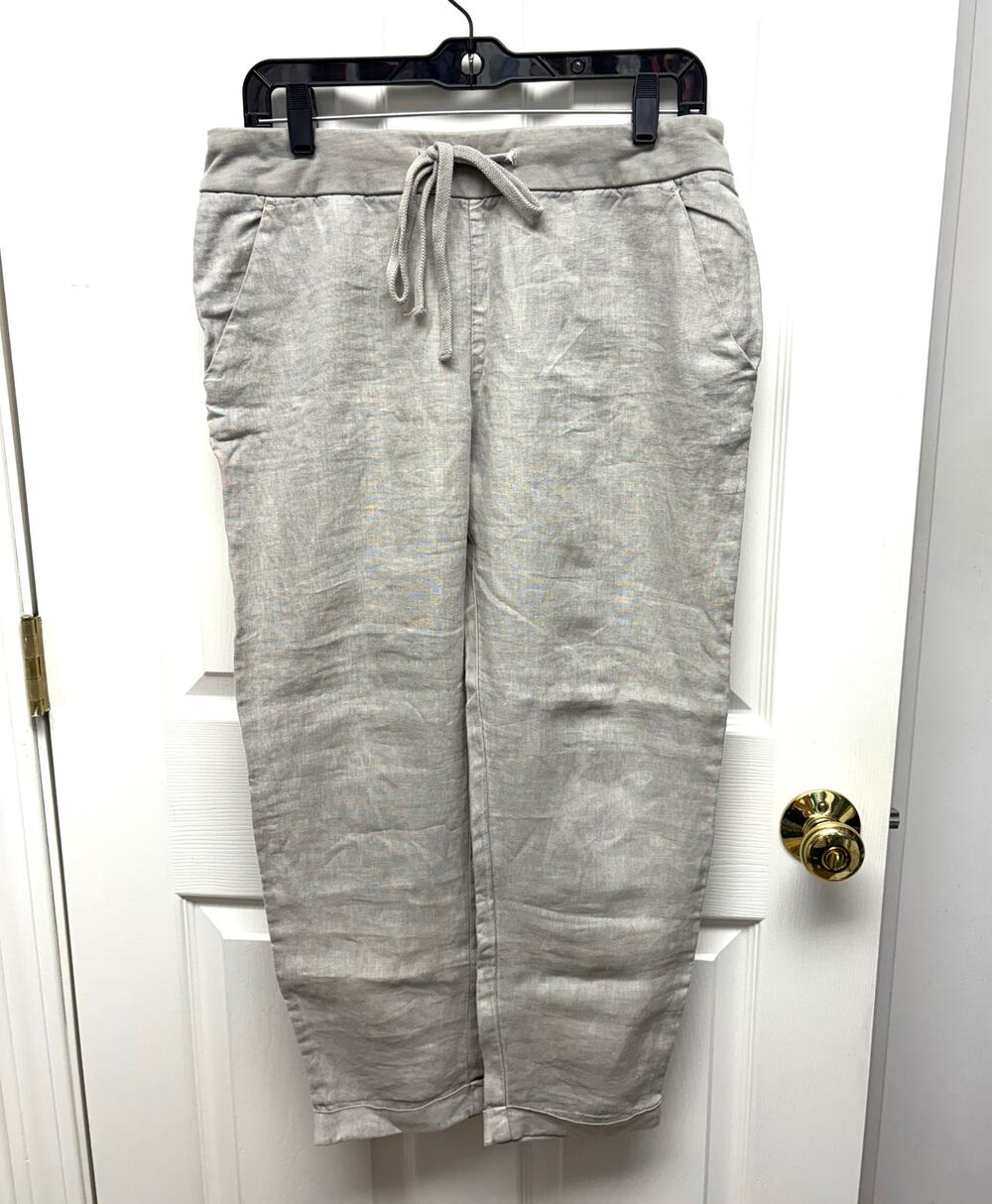 Lucky Brand Pants Taupe Linen Pull On Drawstring, Jogger, Women's Size S